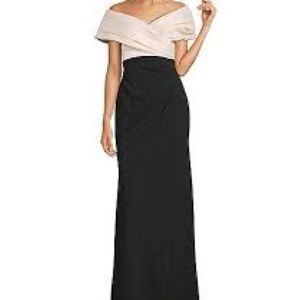 Betsy & Adam Black and Cream Formal / Prom Dress